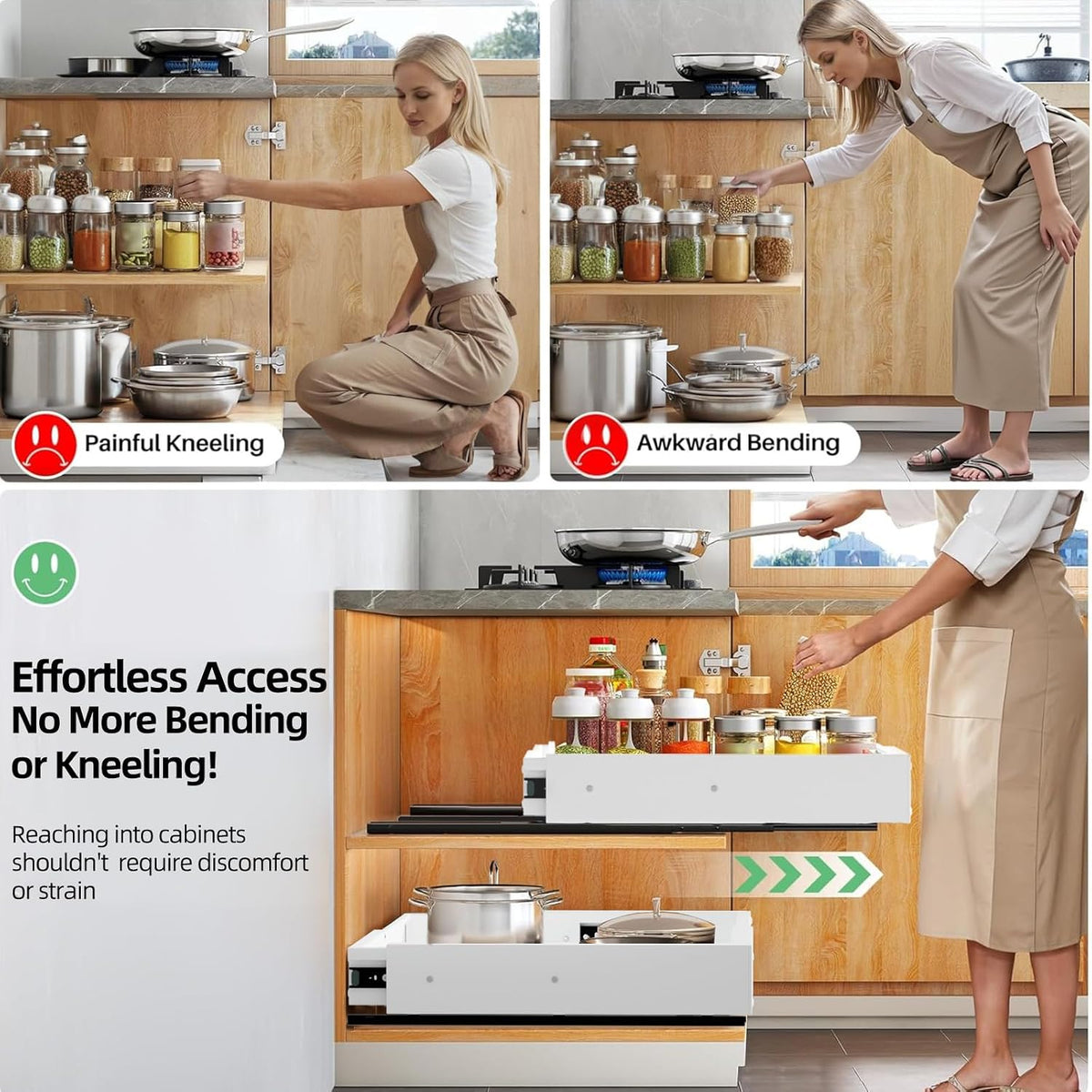 Expandable Pull-Out Cabinet Organizer, 12"-19" W x 16.5"-22" D