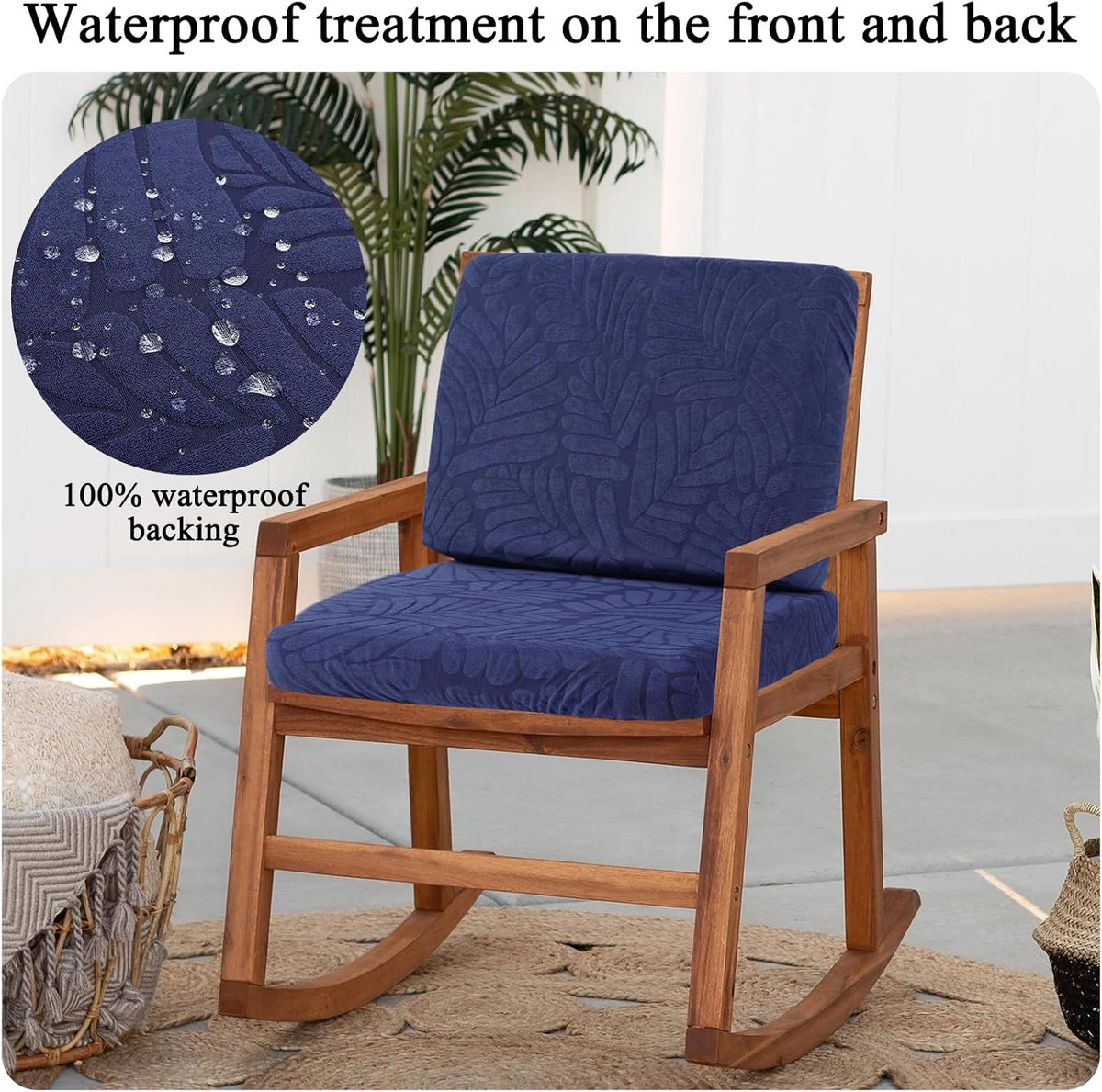 HEBE Outdoor Cushion Covers 8 Pcs, Stretch Patio Sofa Couch Cushion Cover | Waterproof Outdoor Couch Slipcovers Replacement, Washable Reusable Chair Seat Cushion Cover for Patio Furniture Protector