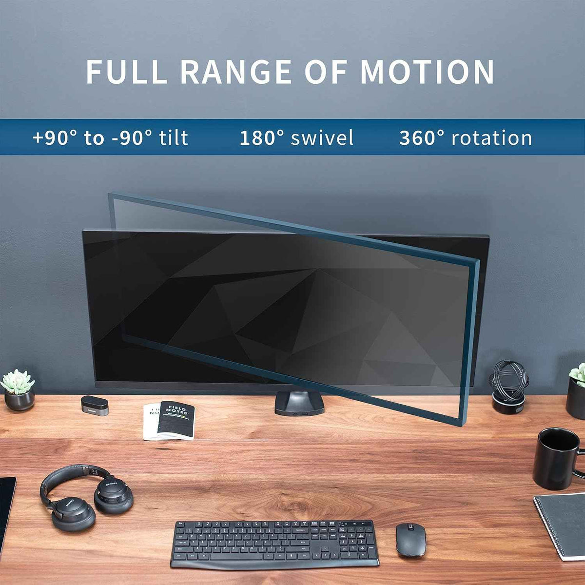 VIVO Premium Aluminum Heavy Duty Single Monitor Arm for Ultrawide Monitor up to 40 inches and 24 lbs, Desk Mount Stand, Pneumatic Height, Max VESA 100x100, Black, STAND-V101Q