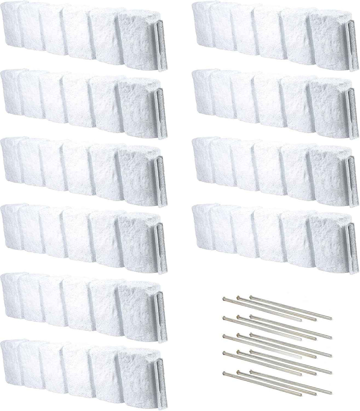 Beuta Landscape Edging | Garden Edging Border | Faux Stone Block XL for Lawn Edging, Flower Beds & Yard Edging – 10 Pack | Each Section Has 6 Blocks 48" L x 4" W x 9.5" H | 30 Spikes | Limewash