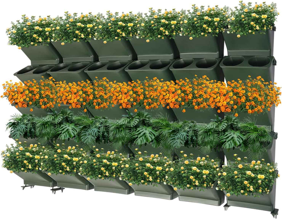 JOMCYDM Vertical Planter with 30 Pockets Wall Mounted Planter Living Wall Planter Indoor Outdoor Wall Plant Holder Microgreens Growing Kit Herb Pots