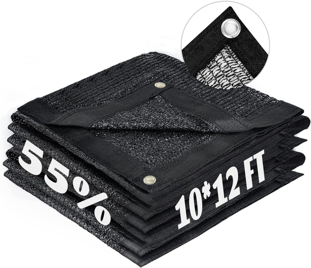 LOVE STORY 10x12FT 55% Black Shade Cloth Sun Shade Net with Grommets Sunblock Net Mesh Tarp for Garden,Plants Cover,Greenhouse and Patio