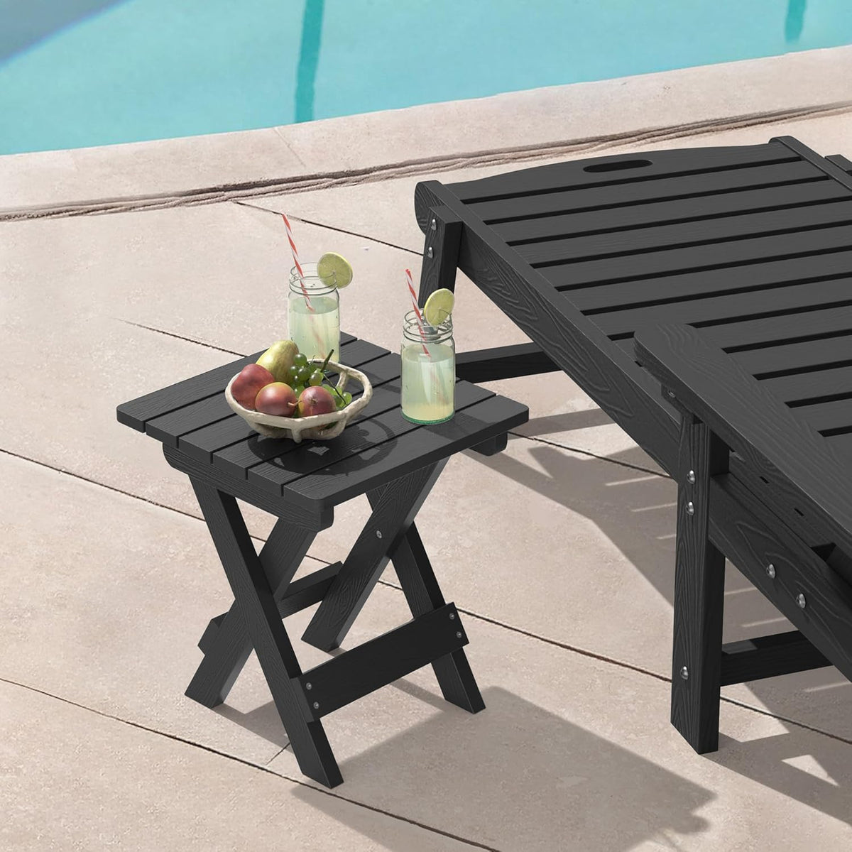 14-Inch Folding Outdoor Side Table – Black - Field & Nook