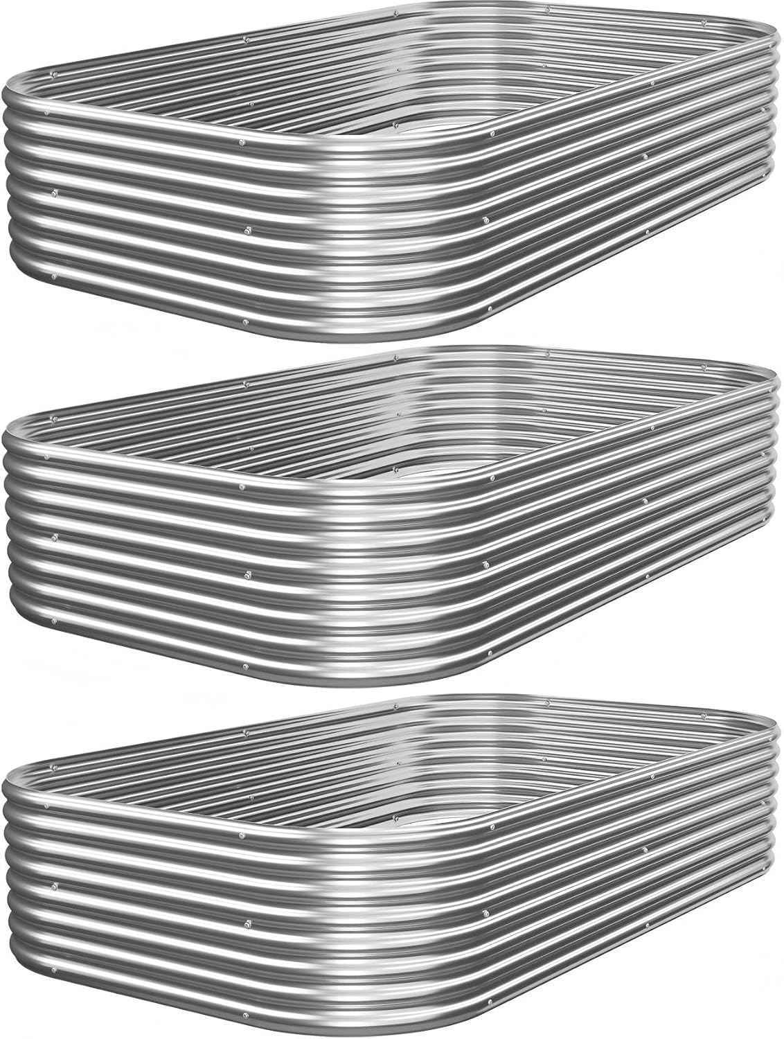 3 PCS 6x3ft Galvanized Raised Garden Bed Outdoor, Metal Garden Bed for Vegetables, Above Ground Garden Box for Flower, Steel Raised Beds for Gardening