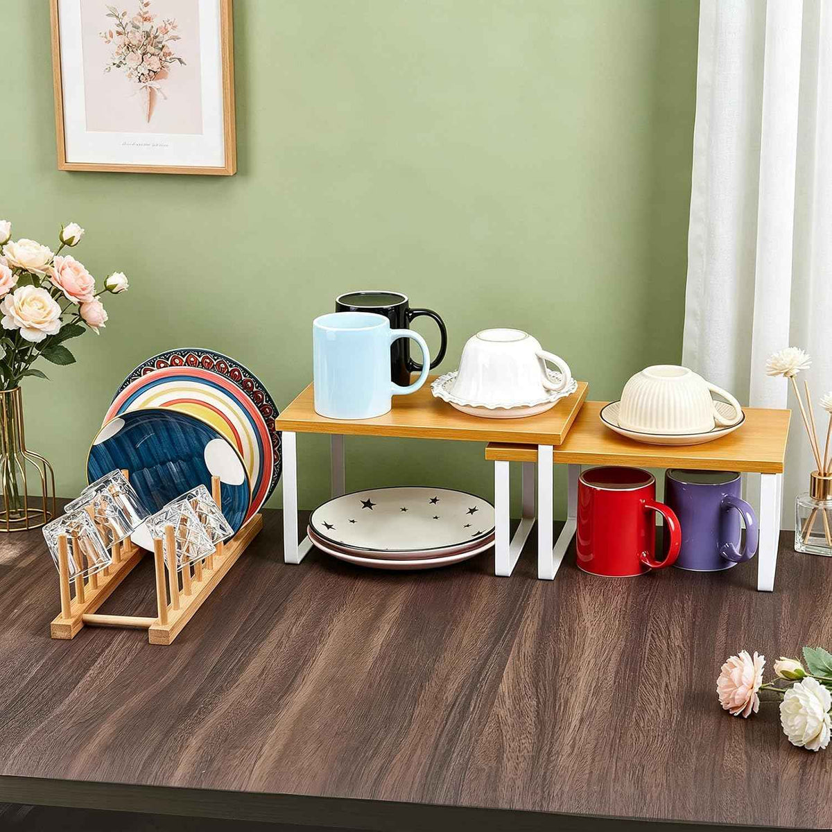 4PCS Bamboo Kitchen Cabinet Organizer Set