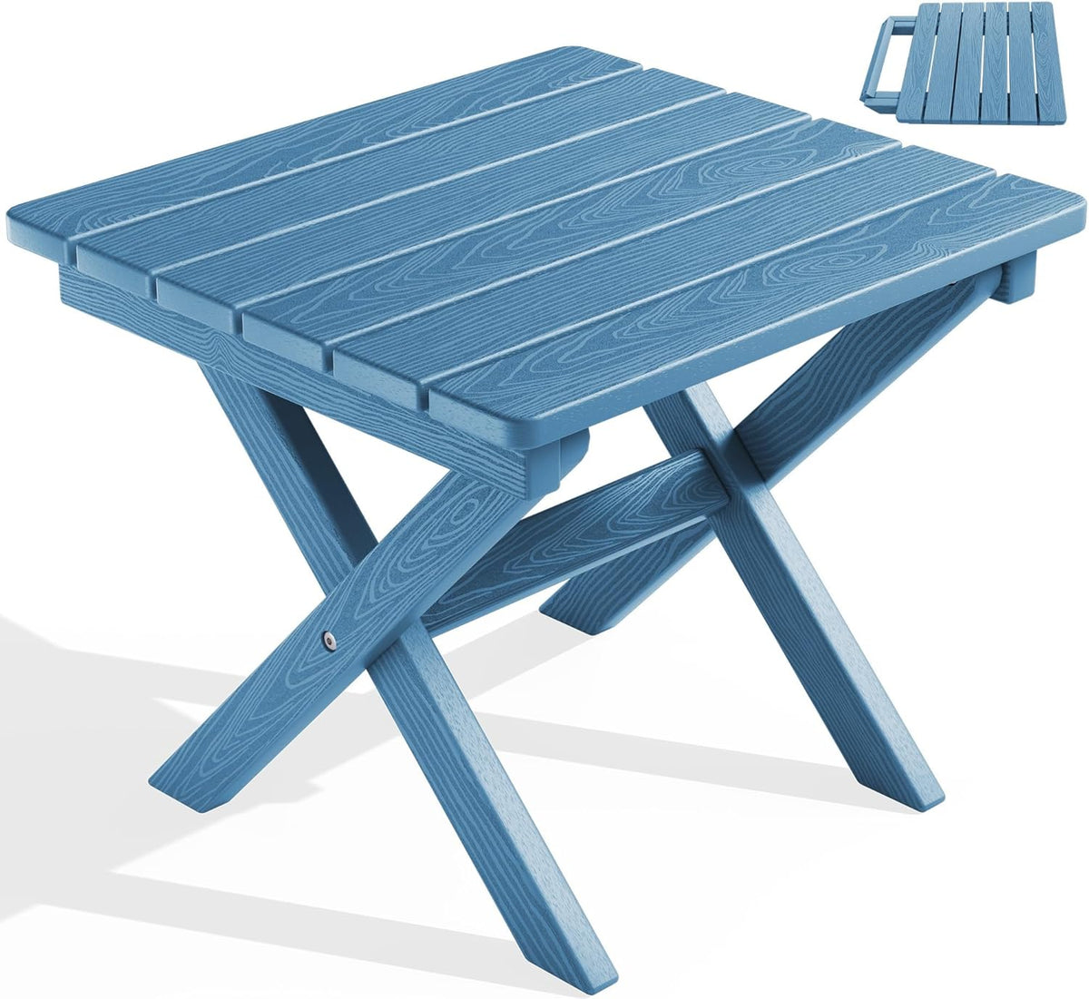 Compact Folding HDPE Outdoor Side Table – Navy - Field & Nook
