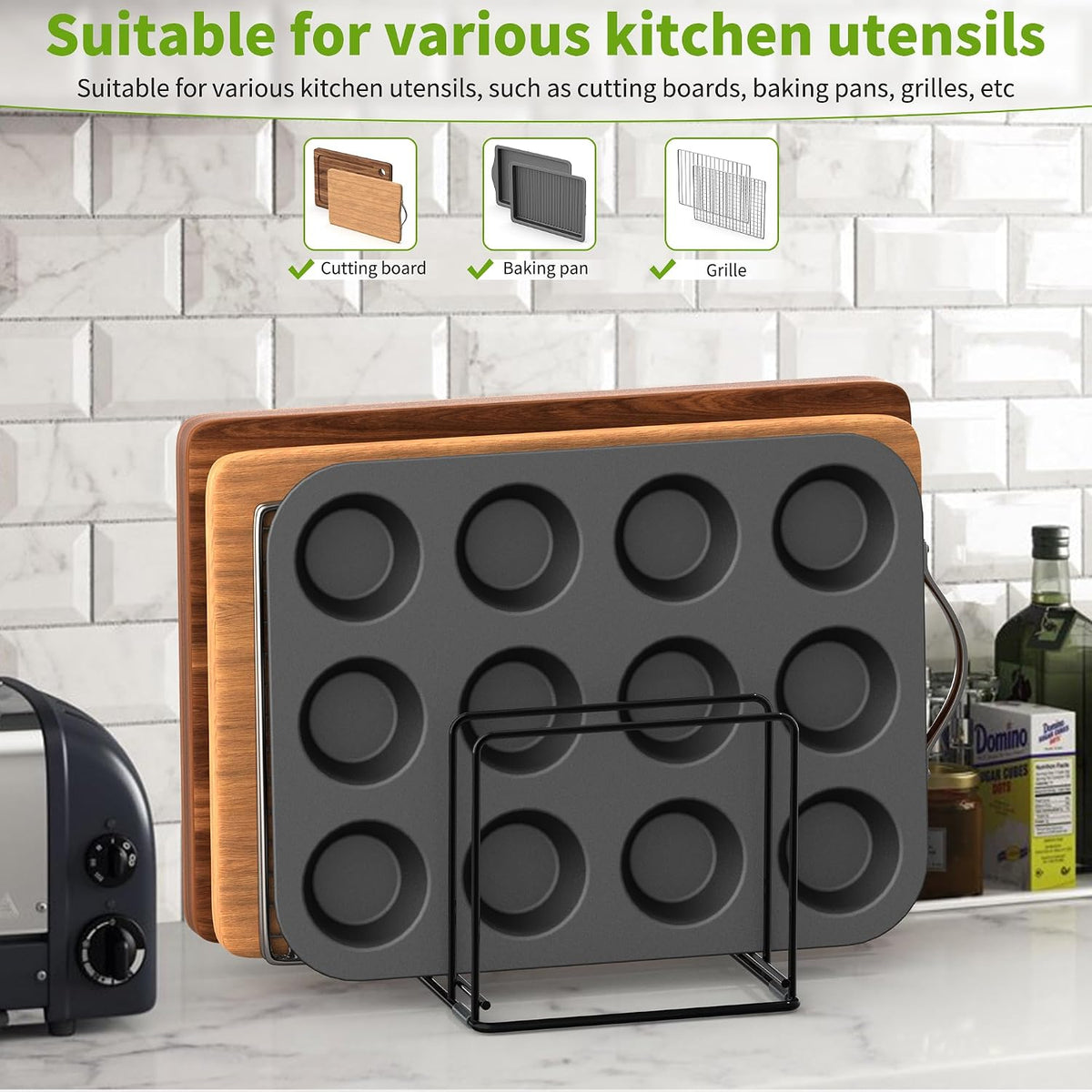 Kitchen Organizer Rack, 4-Slot, 2 Pack