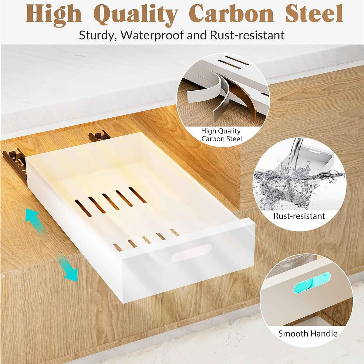 HBL' 1 Pack Pull-Out Cabinet Organizer, 10-Inch Wide