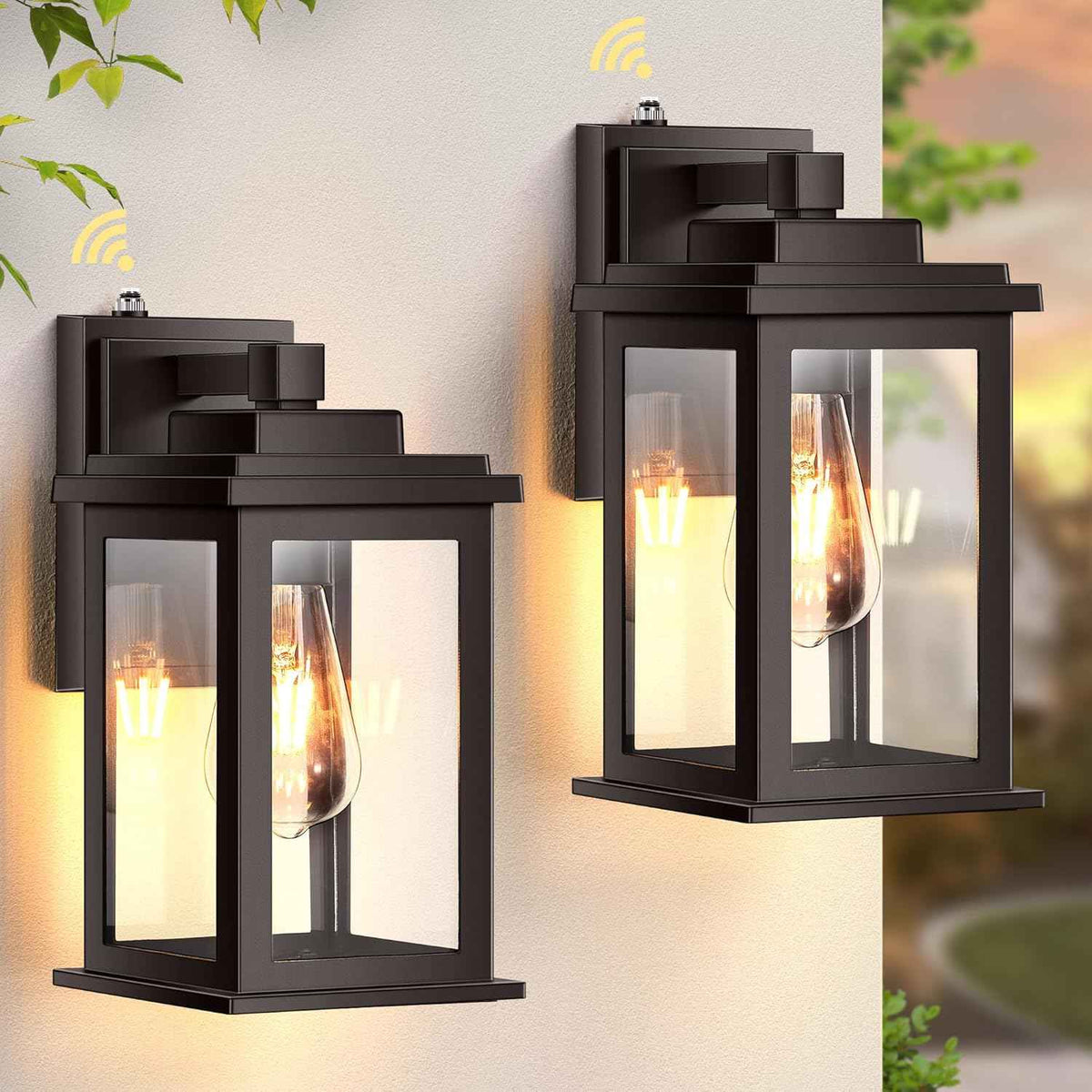 VIANIS Bronze Dusk to Dawn Outdoor Lighting, 2 Pack Outdoor Lights for House, Waterproof Porch Lights, Exterior Lighting Fixtures with Tempered Glass, for House,Garden, Garage,Hardwired, Non-Solar