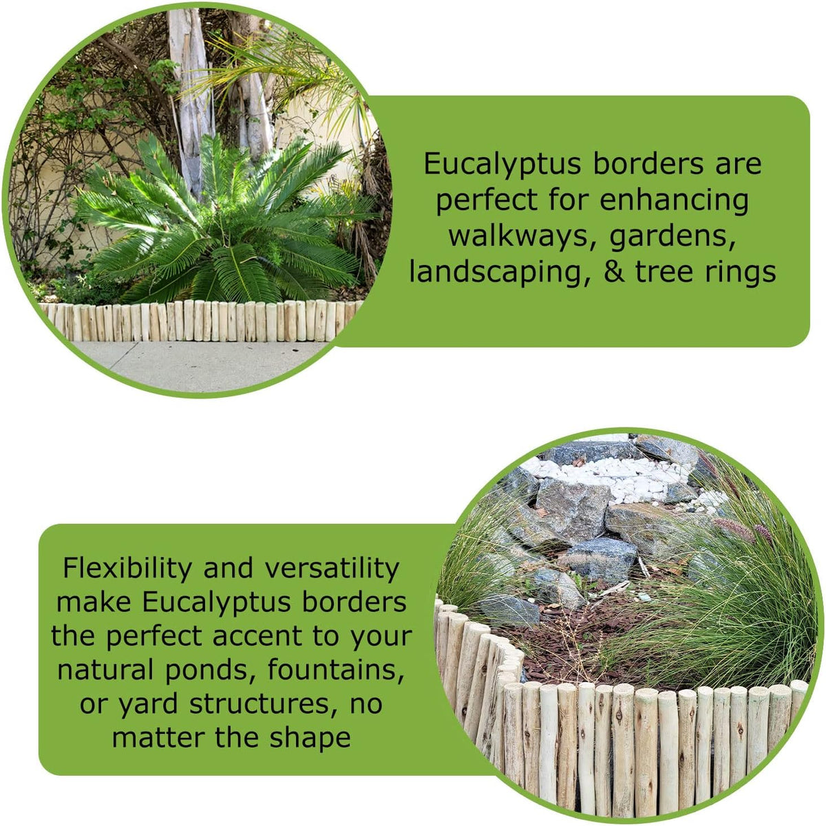 Natural Eucalyptus Wood Garden Edging – 72 in × 6 in