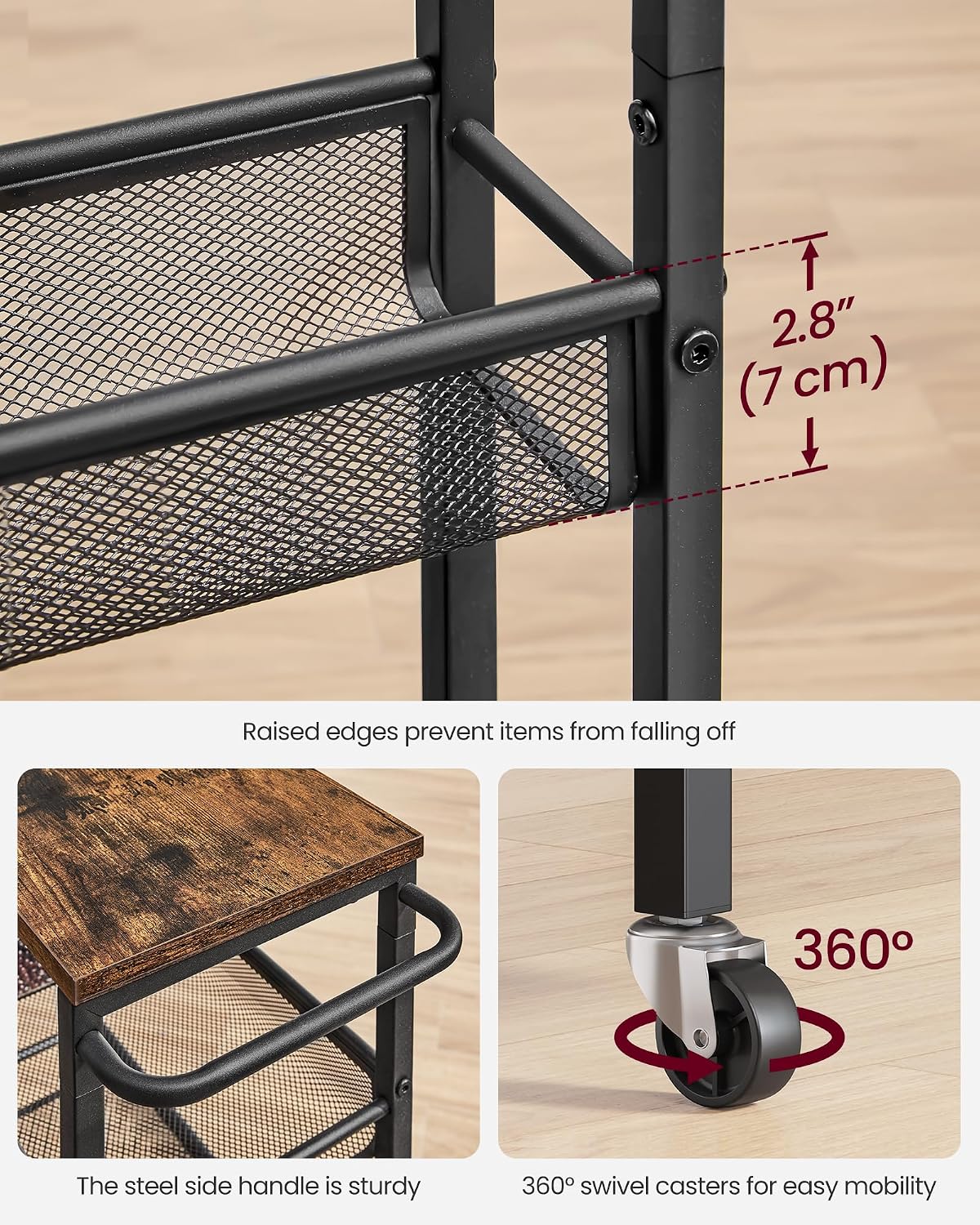 Slim Rolling Kitchen Storage Cart – 6-Tier Narrow Organizer, 8.7-In Wide