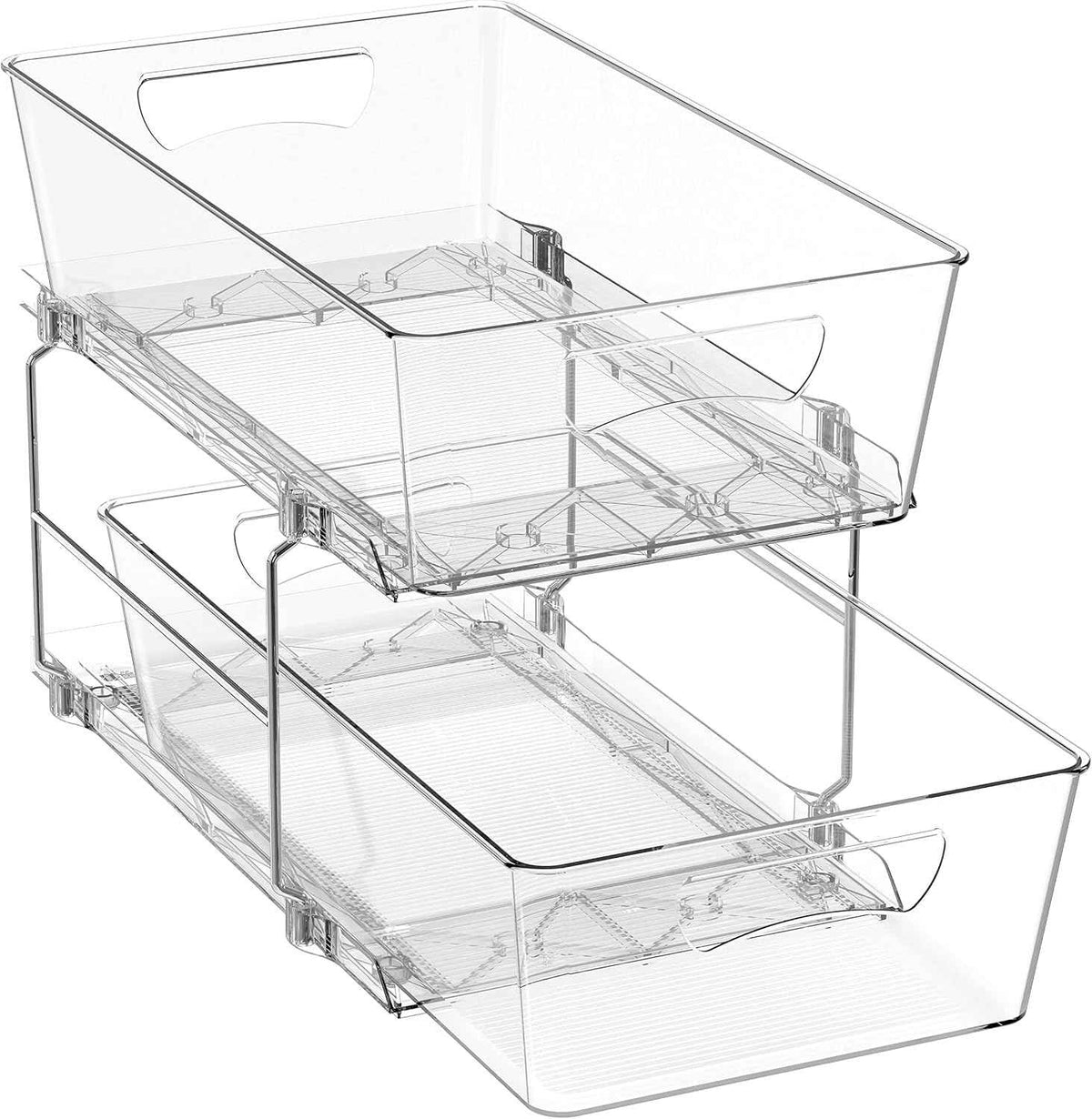 Simple Houseware 2-Tier Pull-Out Cabinet Organizer, Clear