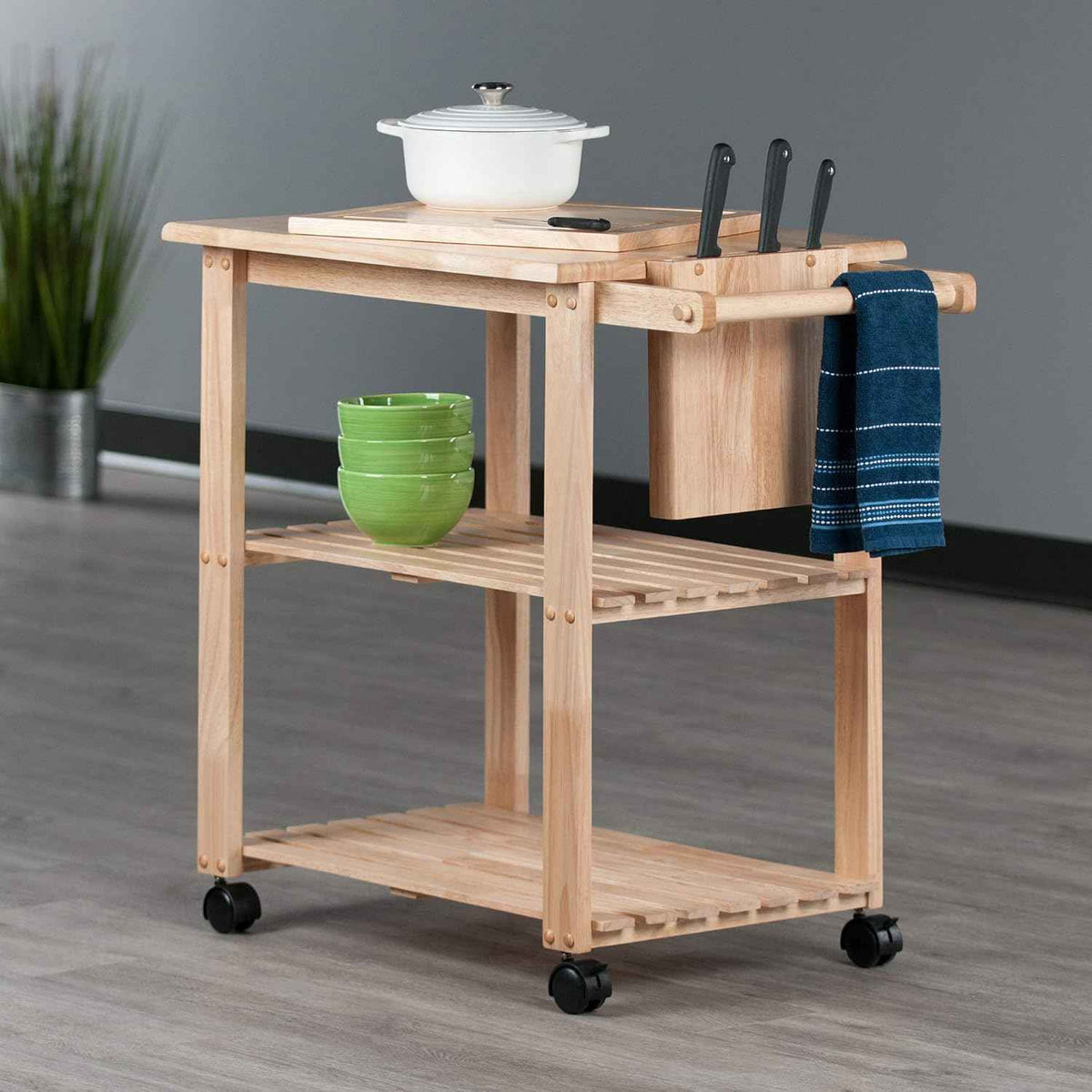 Winsome Mario Kitchen Cart | Rolling Utility & Serving Cart with Wheels for Snacks, Drinks, Kitchen Essentials, Storage & Organization for Home, Apartment