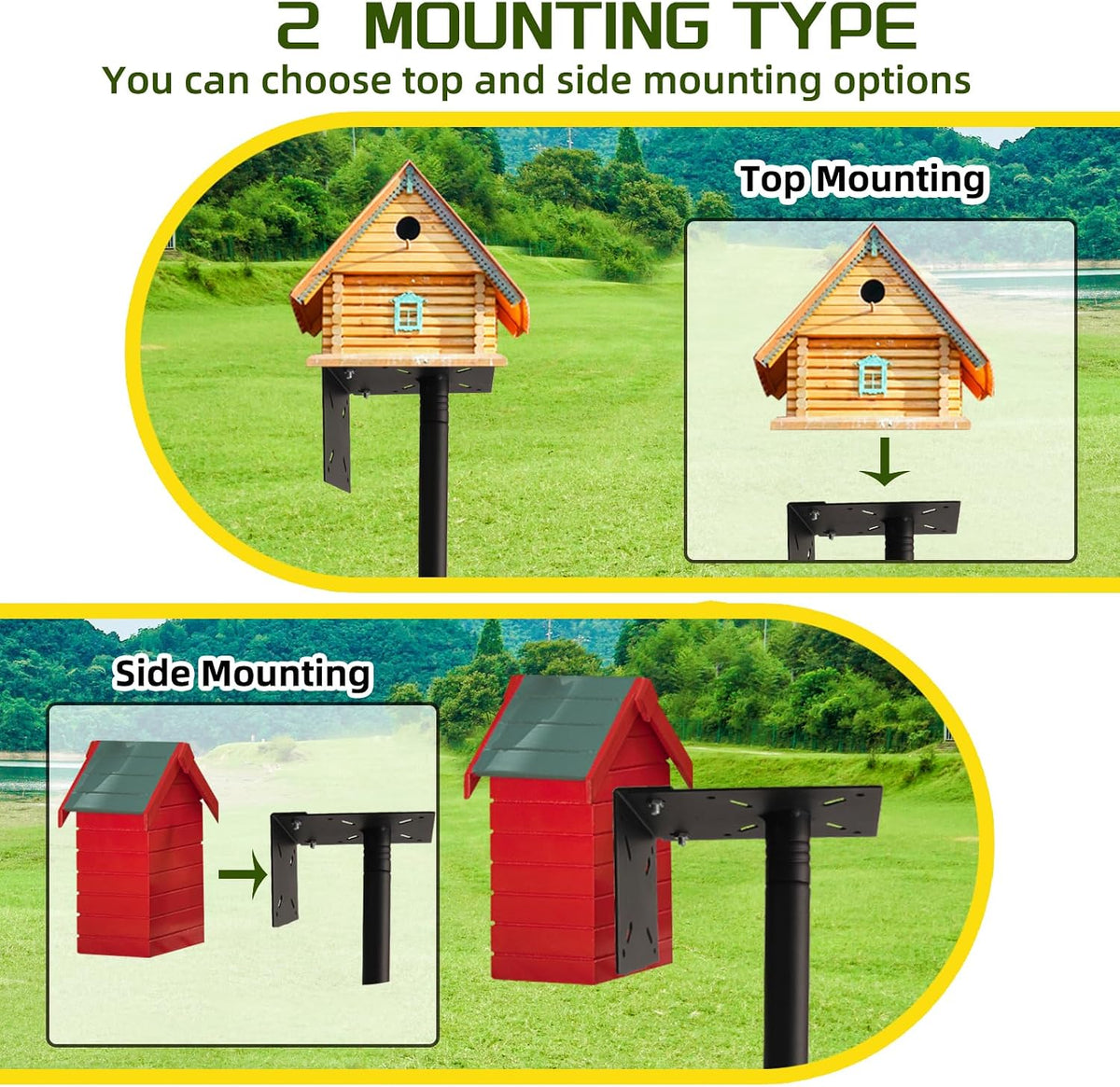 Bird Feeder Pole - 92 Inch Heavy Duty Birdhouse Stand with Squirrel Proof Baffle for Outdoor, Adjustable Bird Feeding Station with Multi Shepherds Hooks Mental Trays for Garden Attracting Wild Birds