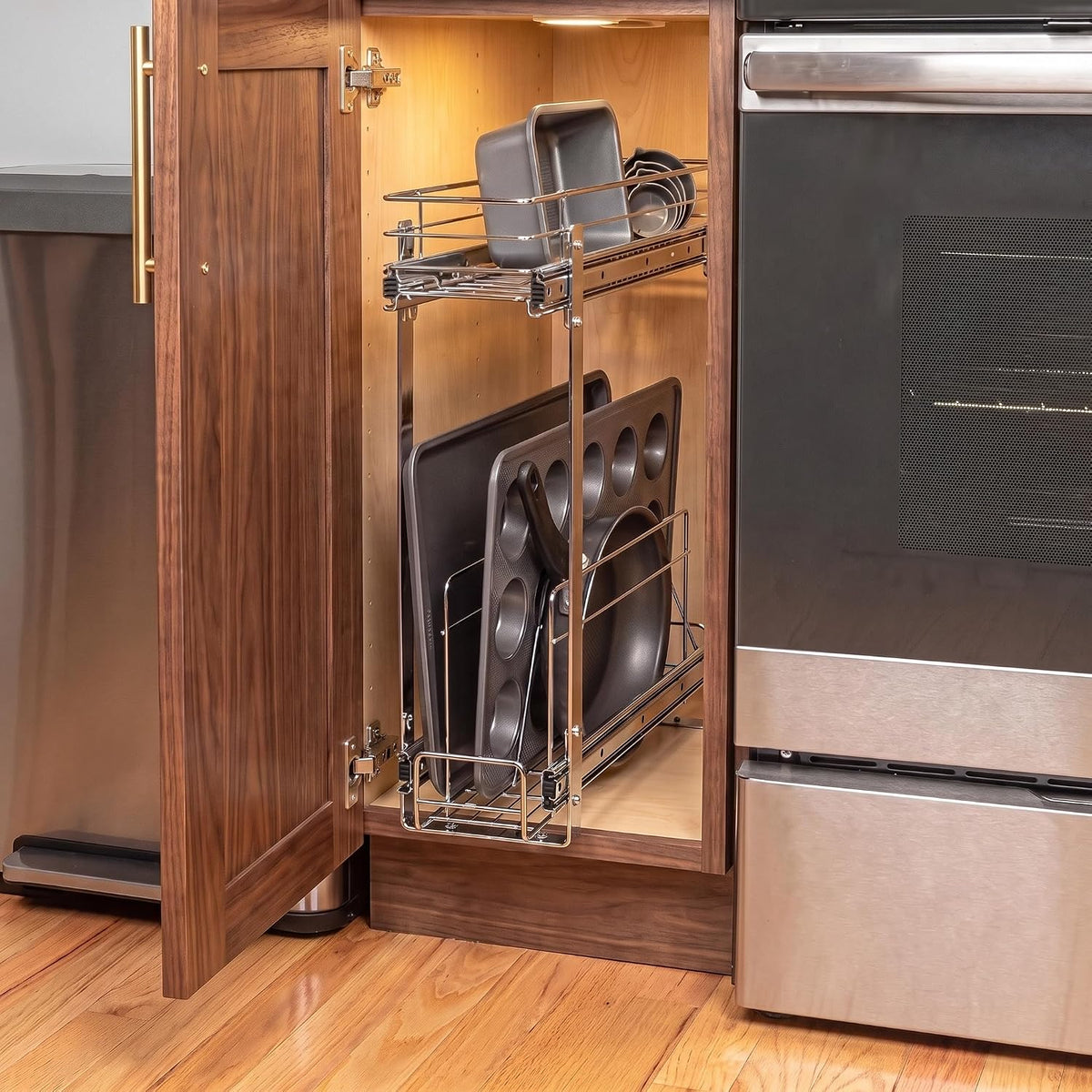 Household Essentials Glidez 2-Tier Pull-Out Organizer, Chrome