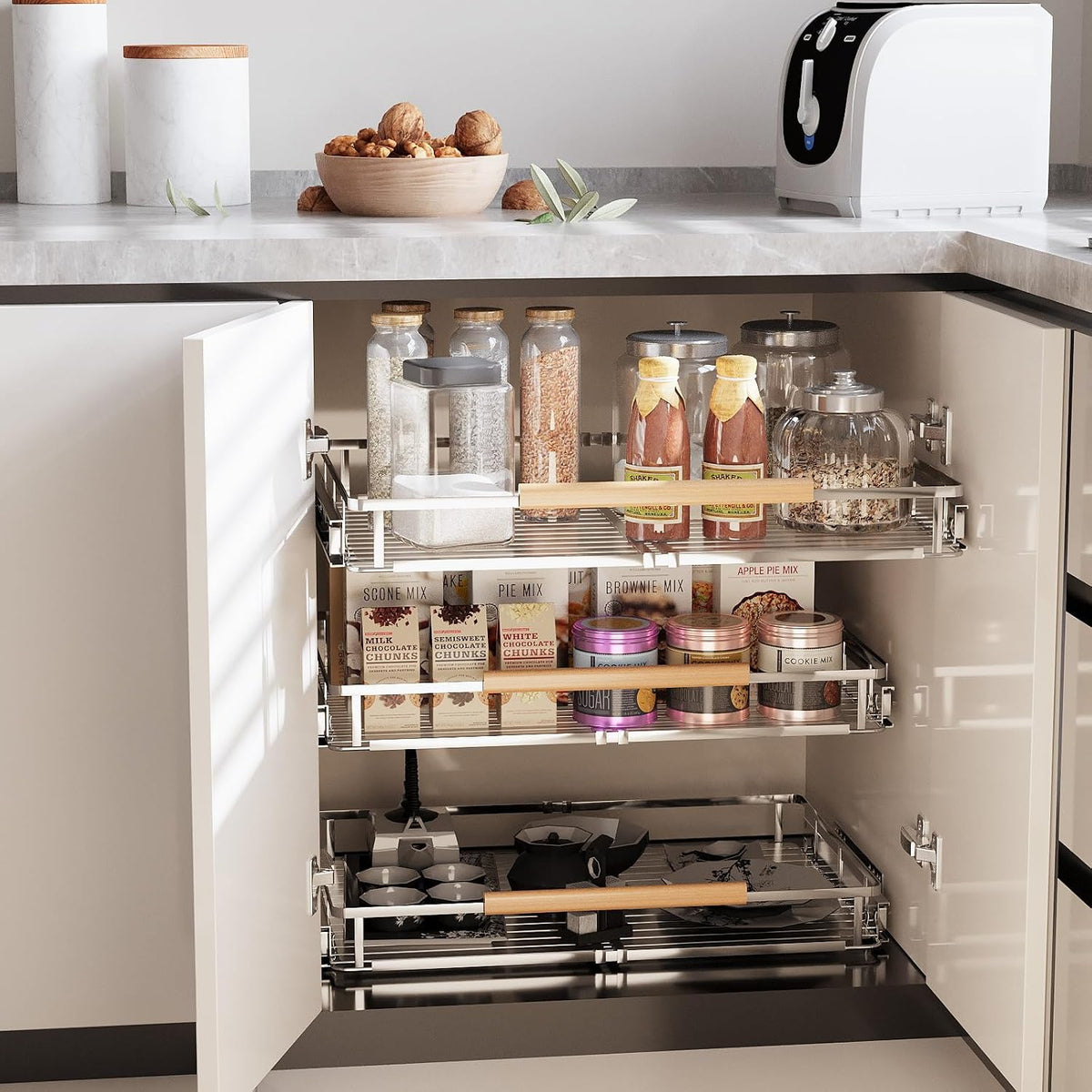 2 Pack Expandable Pull Out Cabinet Organizer, 23.2-39.9" W