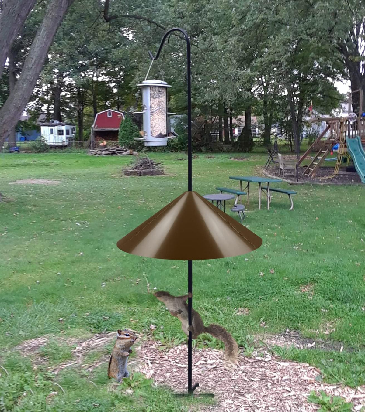 Wide Squirrel Baffle for Bird Feeder Poles – 19 in, Brown, 1 Pack