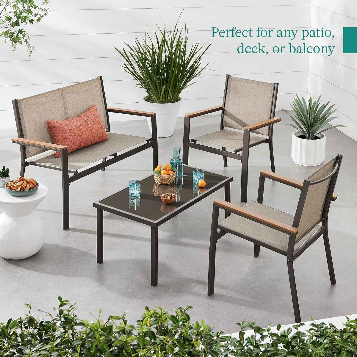 Choice Products 4-Piece Outdoor Textilene Patio Conversation Set