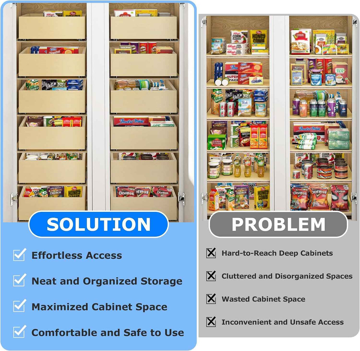 WelFurGeer Soft Close Pull-Out Cabinet Organizer, 11" W x 22" D