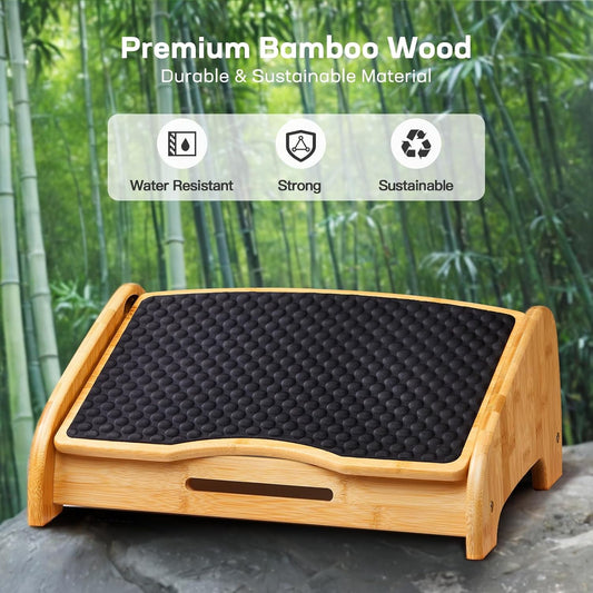 4-Height Bamboo Footrest with Massage Texture - Field & Nook