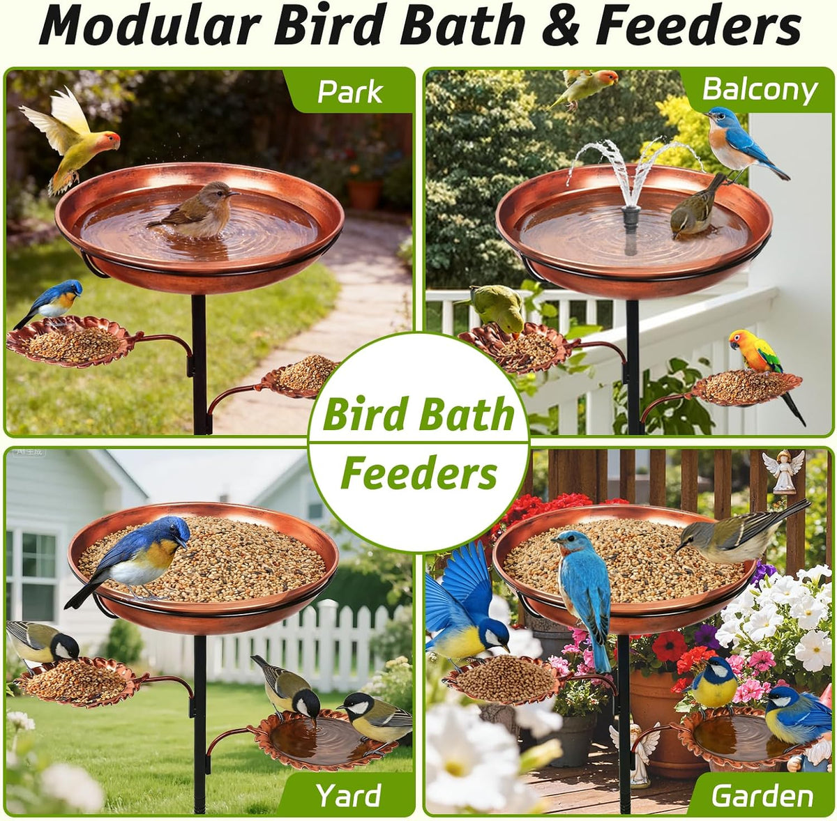 35'' Metal Bird Bath for Outside, 12 x 2-Inch Birdbath Bowl, Bird Feeder | 0.95-Gallon Vintage Brown Freestanding Birdbath with Removable Bowl, 6.5-Inch 5-Pronged Base for Gardens, Patios and Yards