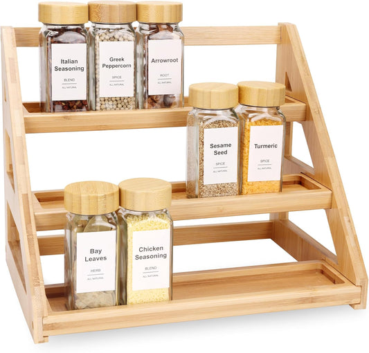 Spice Rack – Spice Organizer -3-Tier Bamboo Spice Racks - Field & Nook