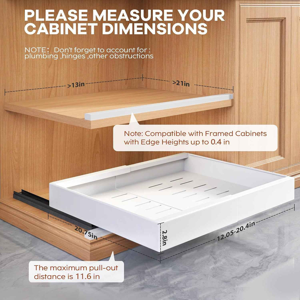 Seinloes 2 Pack Pull Out Cabinet Organizer, 21" Deep