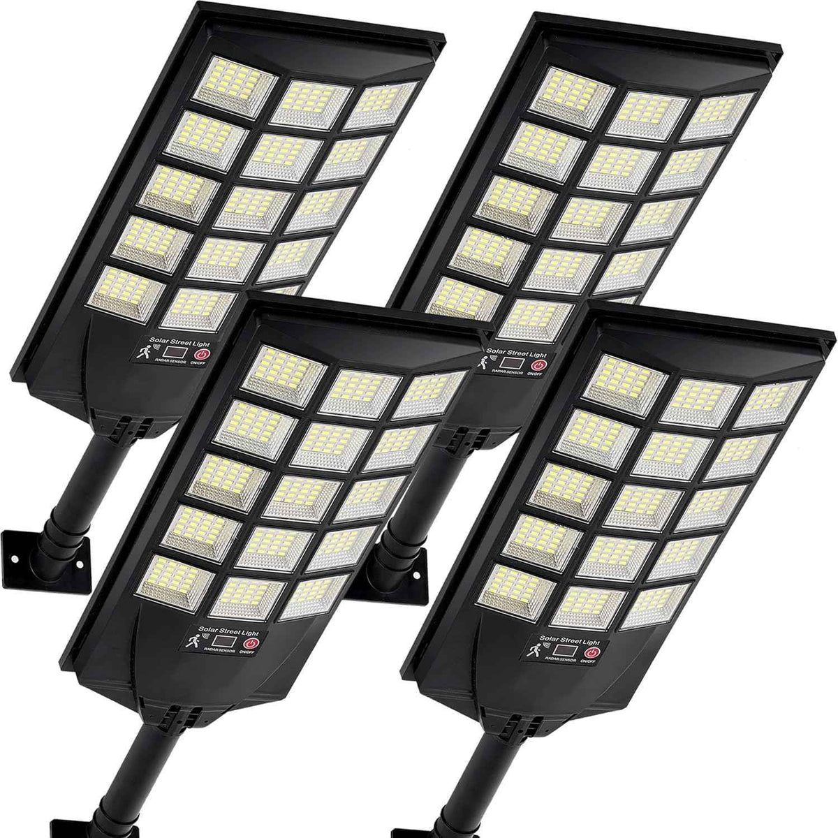 Solar Lights Outdoor Waterproof, 6500K Dusk to Dawn Solar Street Light Motion Sensor with Remote, LED Security Flood Light for Outside Garden Yard Path, Oudoor Parking Lot Lights, 4PACK