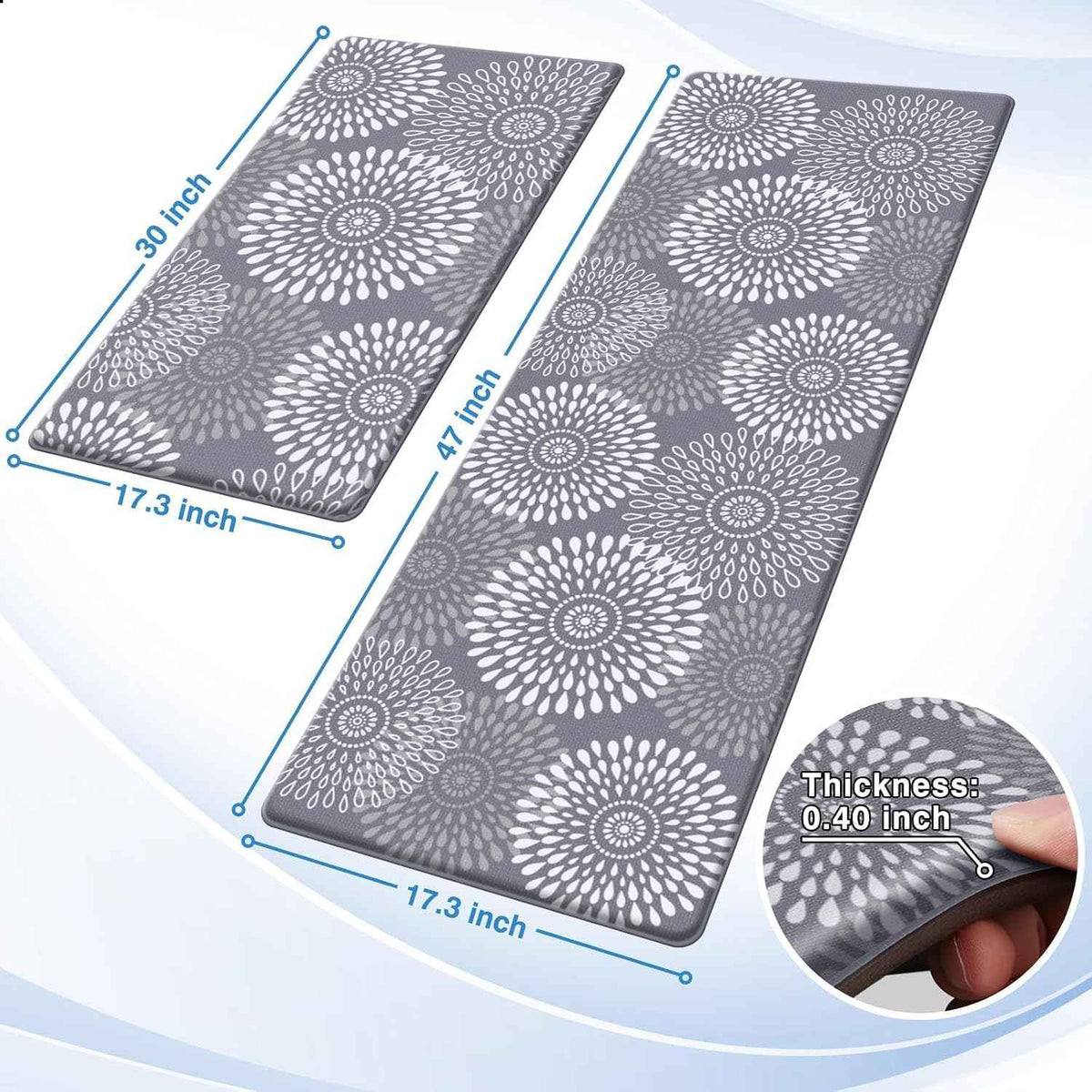 LuxStep Kitchen Mats for Floor,Cushioned Rug Anti-Fatigue for Kitchen Decor | Waterproof Non-Slip Kitchen Rugs Set of 2,Heavy Duty Ergonomic Comfort Mat for Kitchen Accessories,Office,Laundry