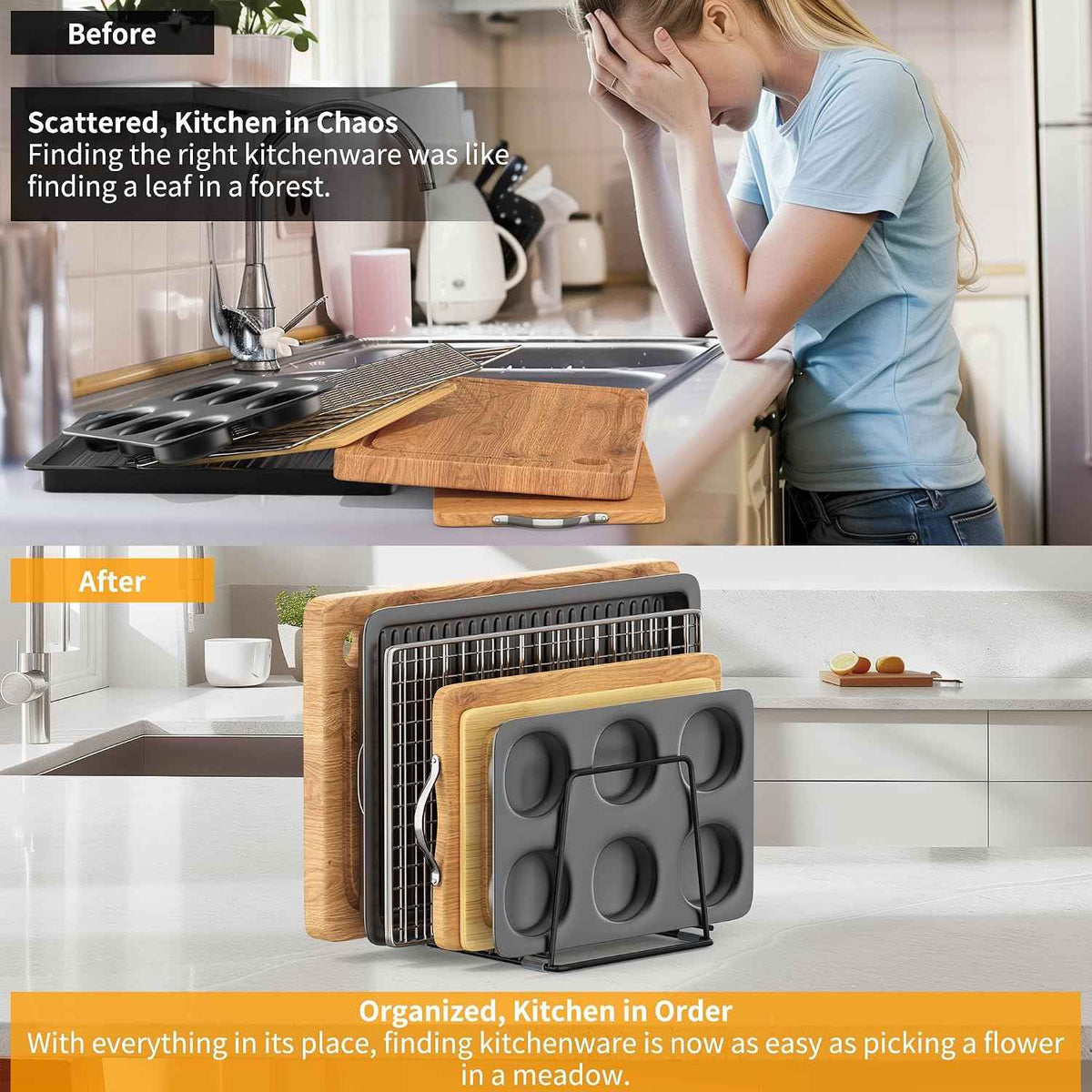 Cutting Board Organizer Rack, 5-Slot, Large