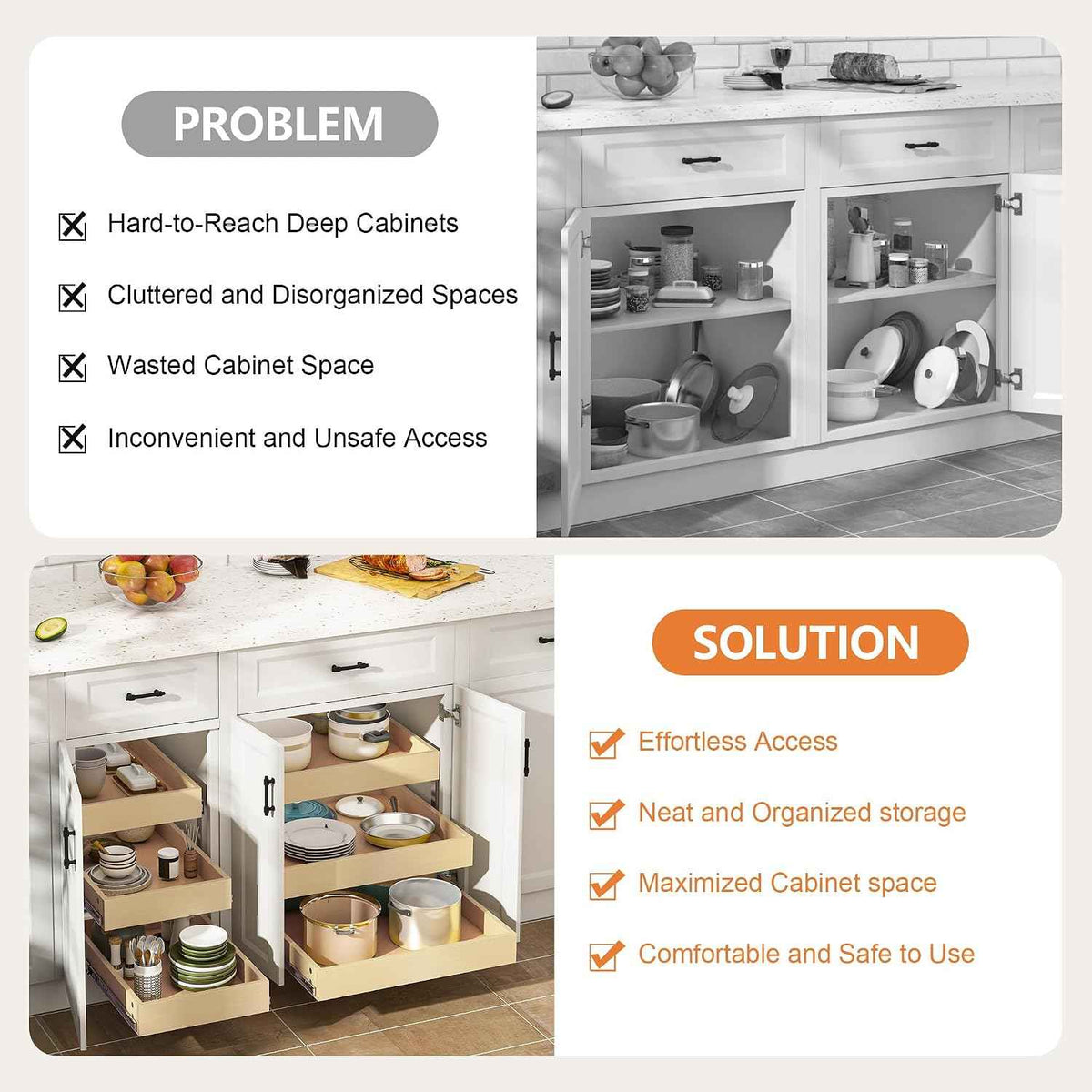 WelFurGeer 3-Tier Pull-Out Cabinet Organizer