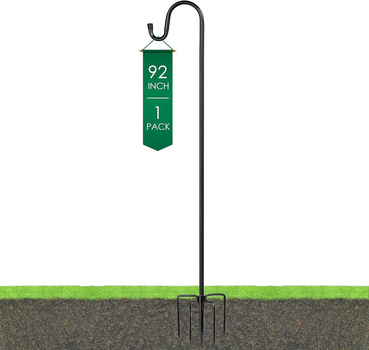 Ottsuls Shepherds Hooks with 5 Prongs Base for Outdoor - 92" Adjustable Bird Feeder Pole for Outside Hanging, Garden, Hummingbird Feeder, Plant Baskets, Solar Light Lanterns, Wedding Decor (1 Pack)