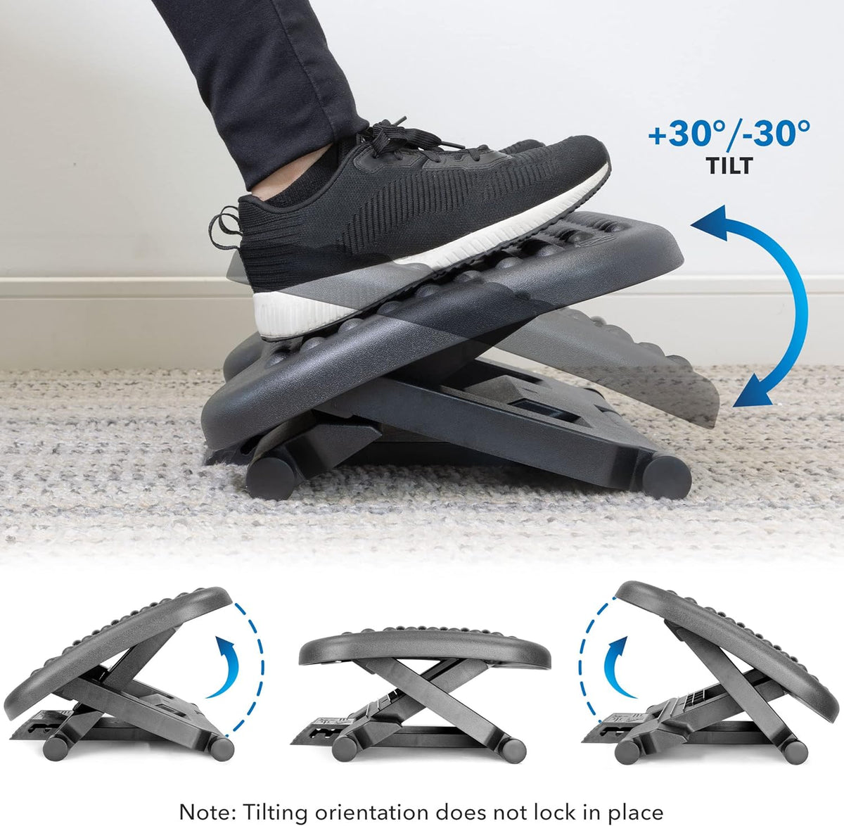 Height-Adjustable Footrest with Massage Rollers and 30° Tilt - Field & Nook