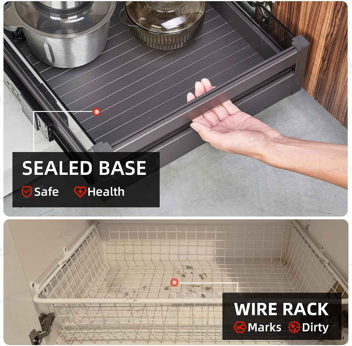 JOMOLA Pull Out Cabinet Drawer, 17 Inch Wide × 21 Inch Deep