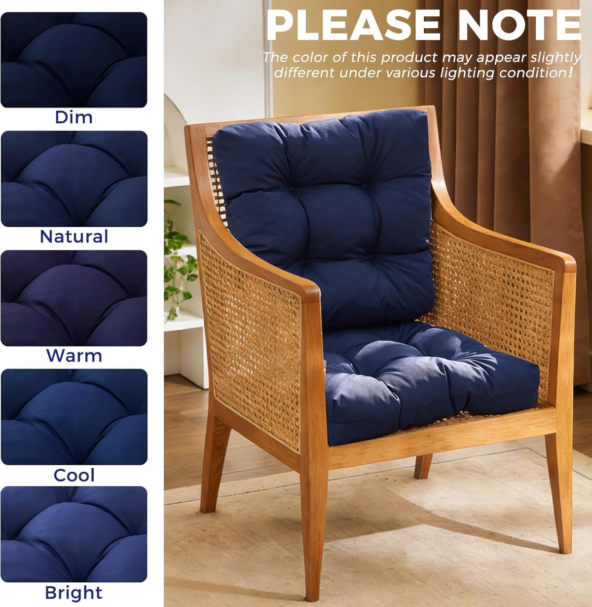 Water-Resistant Outdoor Chair Cushions – 19 in, 2 Pack