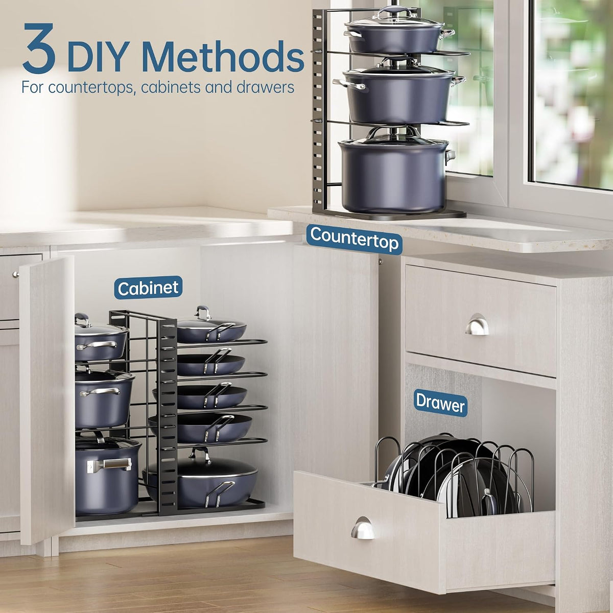 Pots and Pans Organizer, 8-Tier, 14.6"