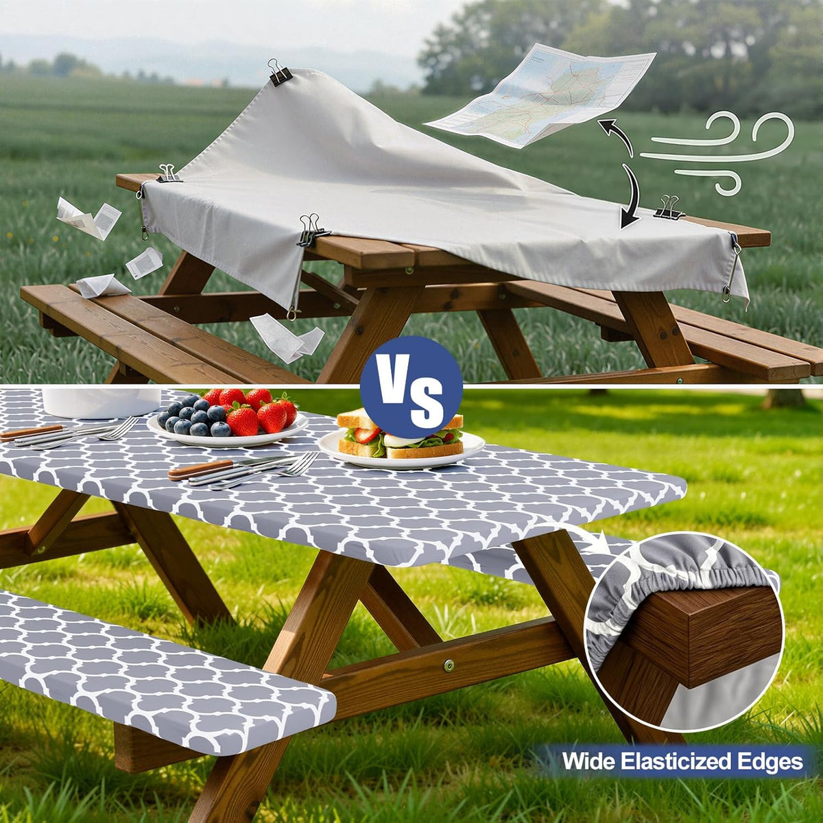 Waterproof Picnic Table and Bench Cover Set – Elastic Fit