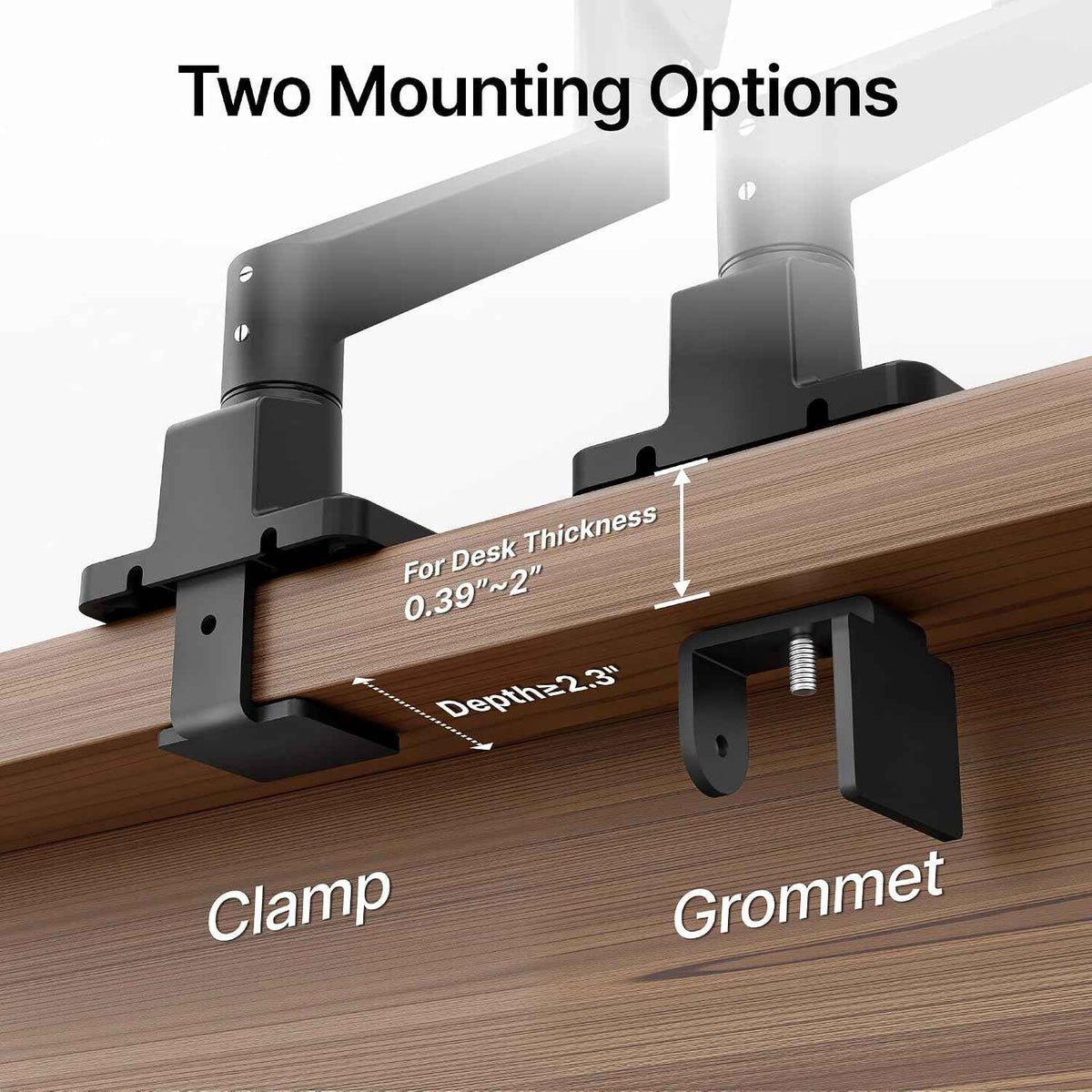 monTEK Single Monitor Arm for Max 45 Inch Ultrawide Screens, Holds 35 Lbs | Adjustable Monitor Desk Mount with C Clamp/Grommet Desk Mount, Cable Management, VESA 75/100mm, Black