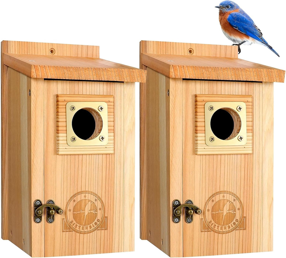 Cedar Bird Houses with Copper Predator Guards – 2 Pack