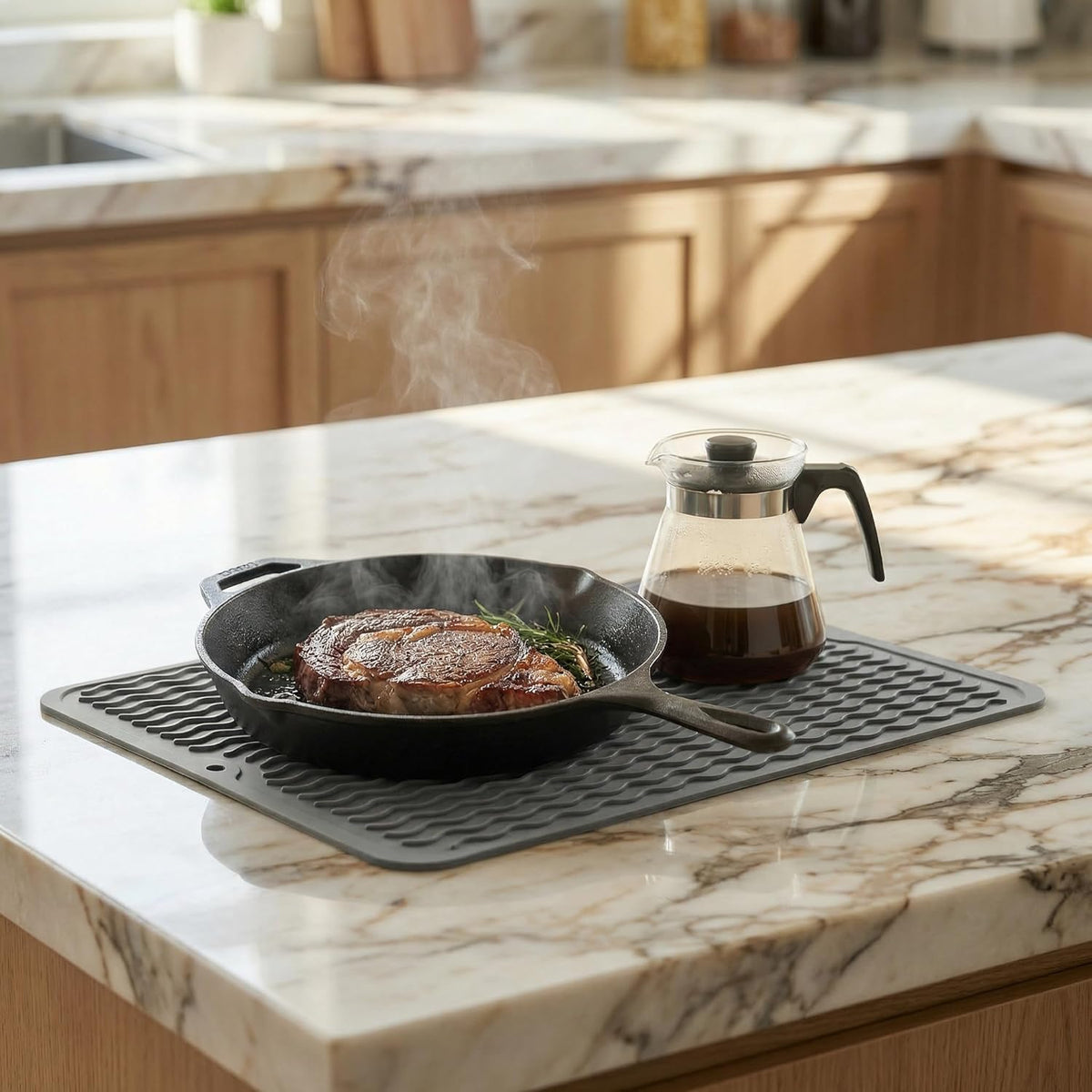 Quick-Dry Silicone Dish Mat & Trivet – 16 × 12 in
