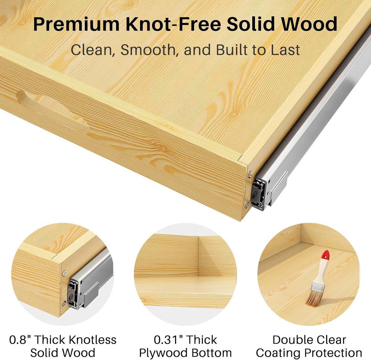 15"W x 21"D Wooden Pull Out Cabinet Organizer