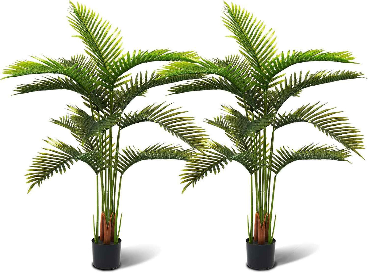 5FT Artificial Palm Tree with Planter Pot, Faux Floor Plants for Living Room Decor, Decoration for Artificial Plant Indoor, Indoor and Outdoor Fake Plants for Home Bedroom Kitchen Decor