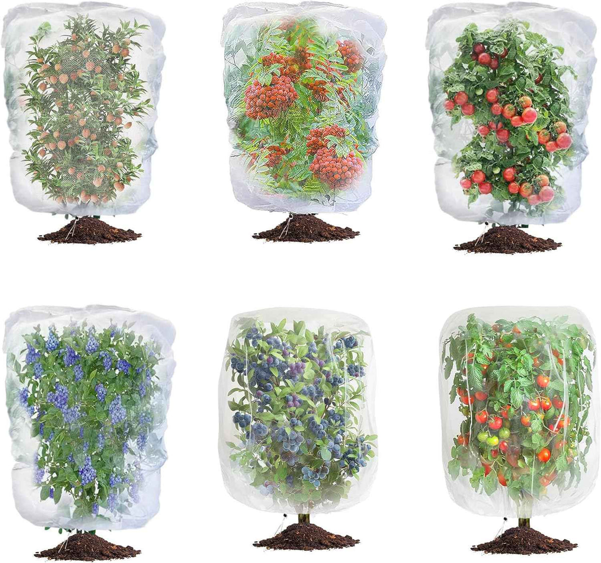 Garden Mesh Netting with Drawstring,Plants Cover Protection from Anti Birds,Bugs,Cicadas,and Insects-Pest Barrier Bag for Blueberry Bushes,Citrus,Tomatoes,Vegetables,Fruit Tree and Orange