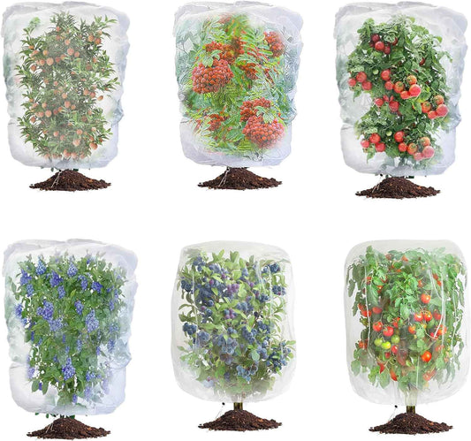 Garden Mesh Netting with Drawstring,Plants Cover Protection from Anti Birds,Bugs,Cicadas,and Insects-Pest Barrier Bag for Blueberry Bushes,Citrus,Tomatoes,Vegetables,Fruit Tree and Orange