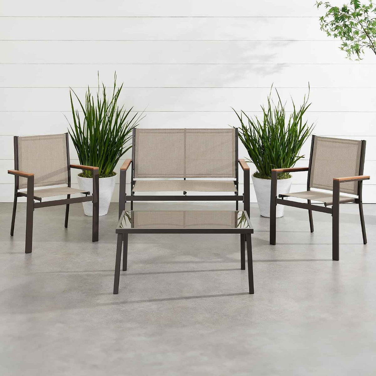 Choice Products 4-Piece Outdoor Textilene Patio Conversation Set