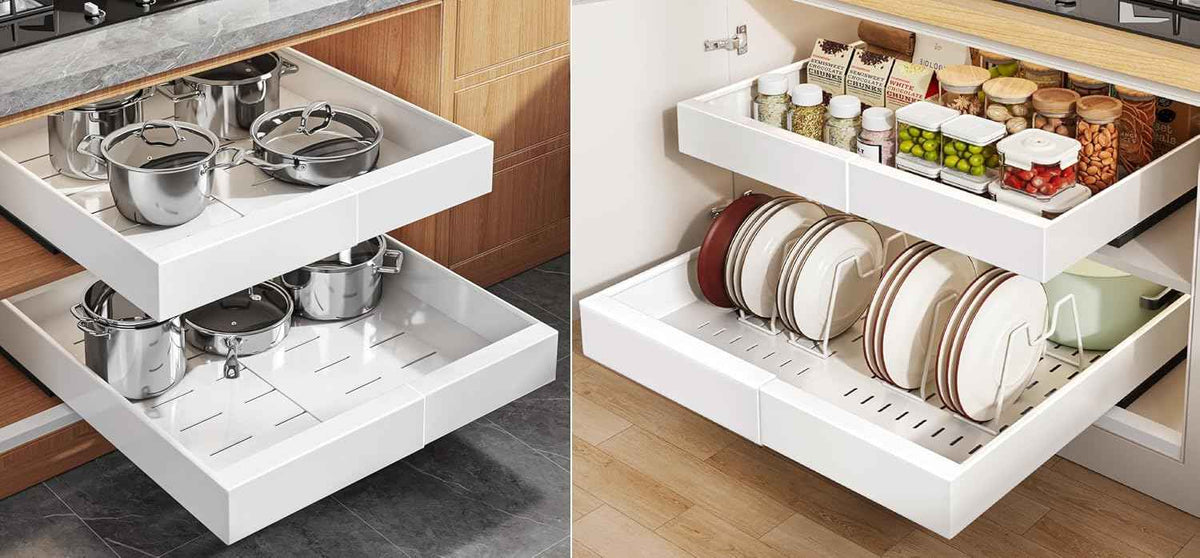 Seinloes 2 Pack Pull Out Cabinet Organizer, 21" Deep