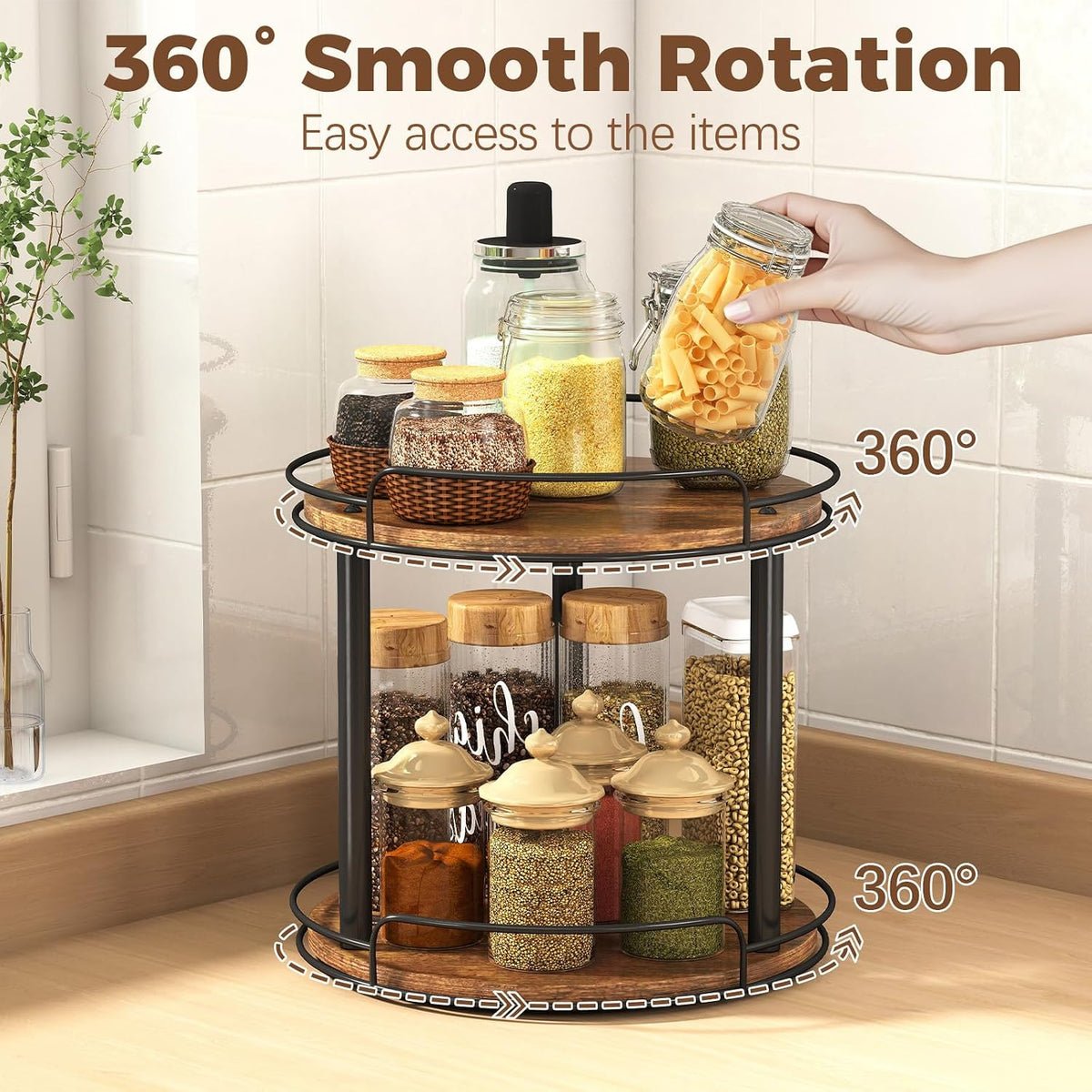 LAMU 10'' Wood Lazy Susan Turntable Organizer for Cabinet - Field & Nook