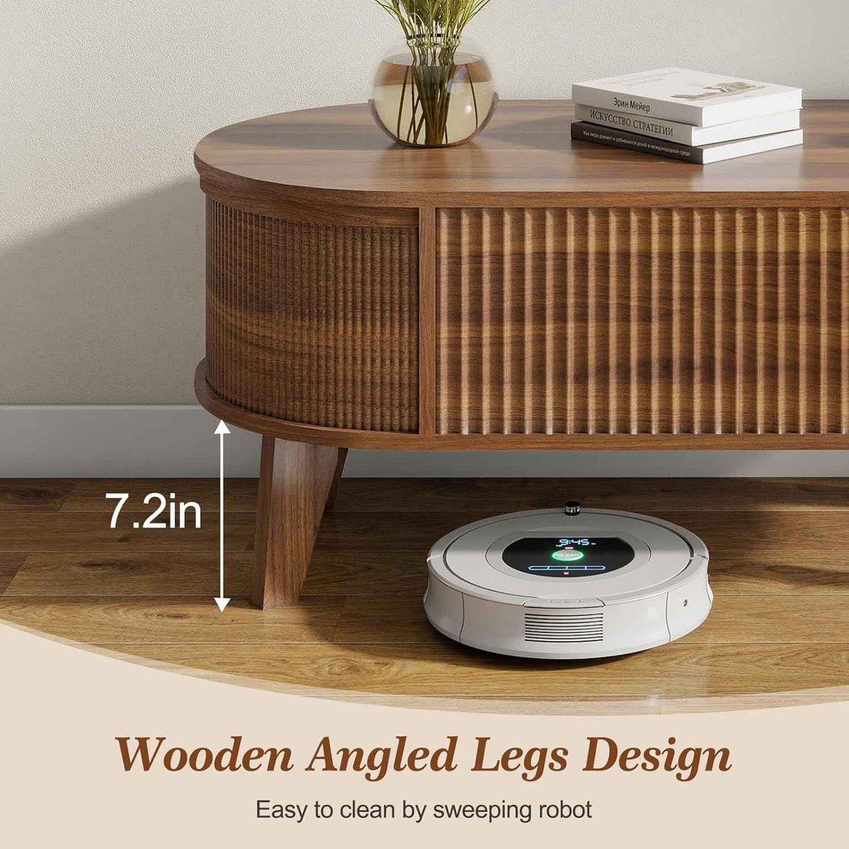 LYNCOHOME Fluted Lift Top Coffee Table, Walnut