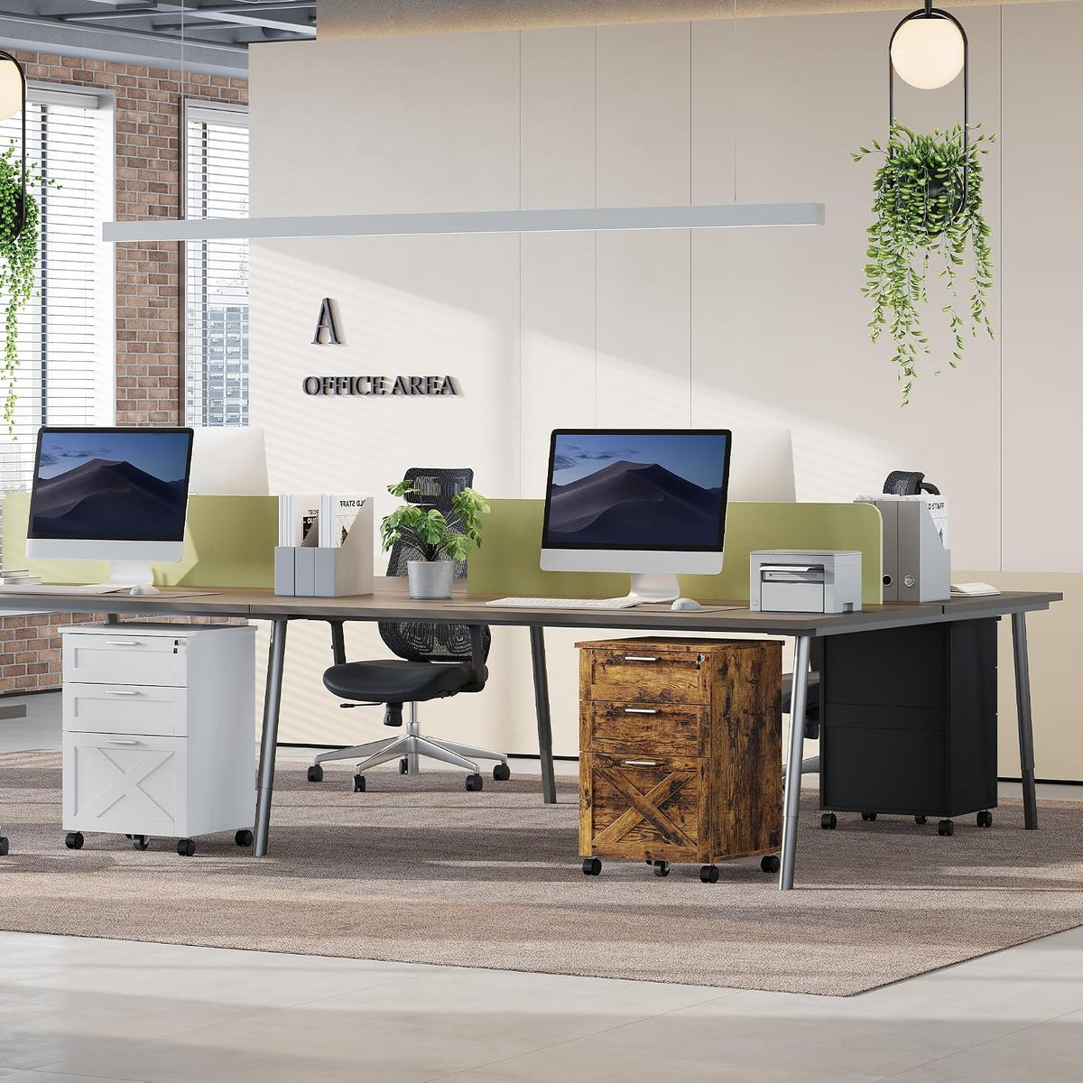 3-Drawer Rolling File Cabinet with Lock - Wooden Mobile Filing Cabinet for Home Office, Under Desk Storage Organizer fits Letter/A4/Legal Size, Sturdy Printer Stand with Locking Casters, Rustic Brown - Field & Nook