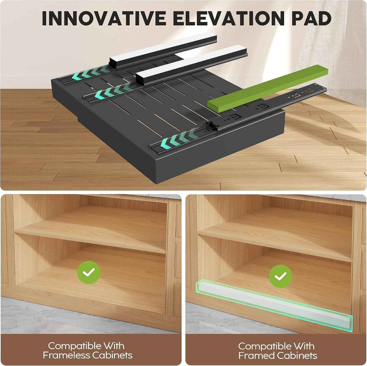 Seinloes 4 Pack Pull Out Cabinet Organizer, 21" Deep, Black